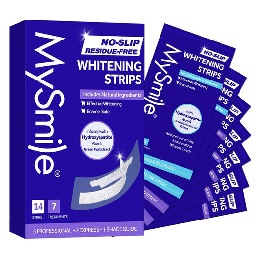 Mysmile Non-Slip Teeth Whitening Strips 7/14/21 Treatments Kit, Hydroxyapatite-Infuse White Strips, Non-Sensitive Teeth Whitening with Soothing Natural Ingredients, Enamel-Safe, Residue-Free, Tiktokshopblackfriday Mouth Care Oral Care