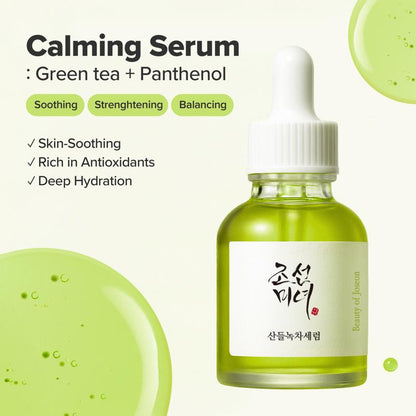 [Beauty of Joseon Official] Calming Serum : Green Tea + Panthenol, Moisturizing Sensitive, Acne-Prone, UV Irritated Skin, Daily Korean Skin Care for Men and Women