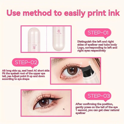 Rotating Eyeliner Stamp Pen, Long-Lasting Waterproof & Sweat-Proof,One-Touch Application,Ideal for Beginners,Perfect for Daily