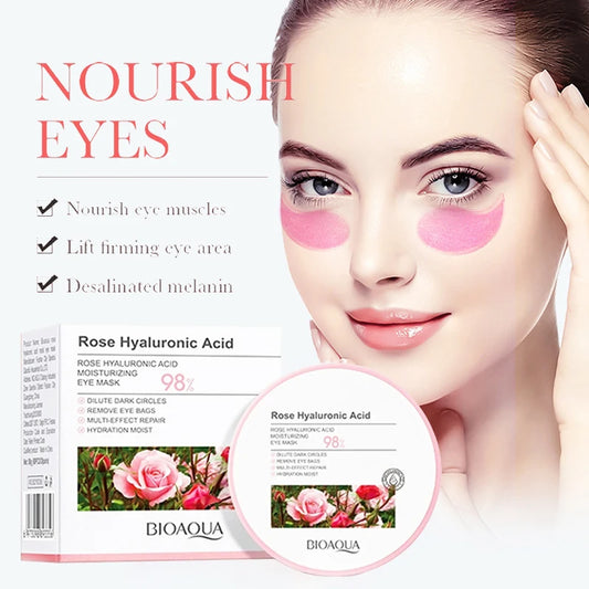60Pcs  Rose Hyaluronic Acid Eye Mask anti Dark Circles Eye Bags Moisturizing Firming Eye Patches Skin Care Products