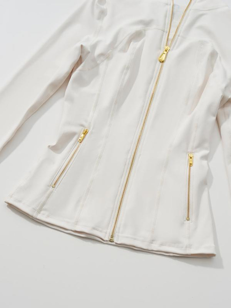 【Golden Zipper】【Gardenia Fragrance】Soft Brushed Women'S Sporty Jacket, 25'' Inseam Leggings. Golden Zipper Jacket with Pockets, Yoga Pants, Thumbholes Design, Casual Wear for Women