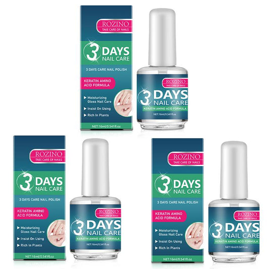 【Buy One, Get Two Free】Rozino 3 Days Nail Care Formula with Keratin Amino Acid & Aloe for Superior Nail Nourishment 16Ml Bottle for Healthy Nails Manicure
